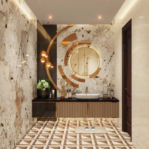 Exterior view of Brij Bhushan Gupta's Greater Noida residence with sophisticated architecture, large windows, and manicured landscaping.