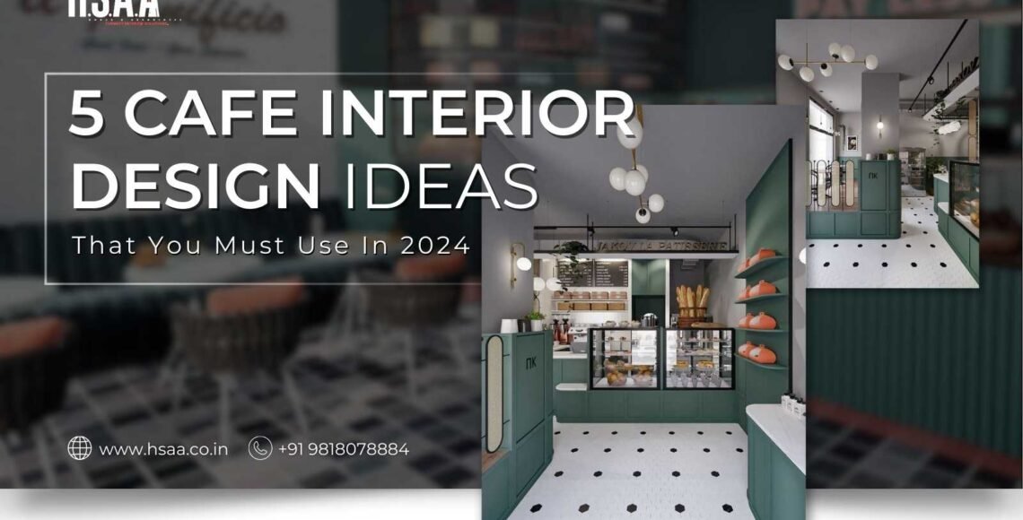 A modern and stylish cafe interior with a blend of natural light, comfortable seating, vibrant accents, and sustainable design elements.