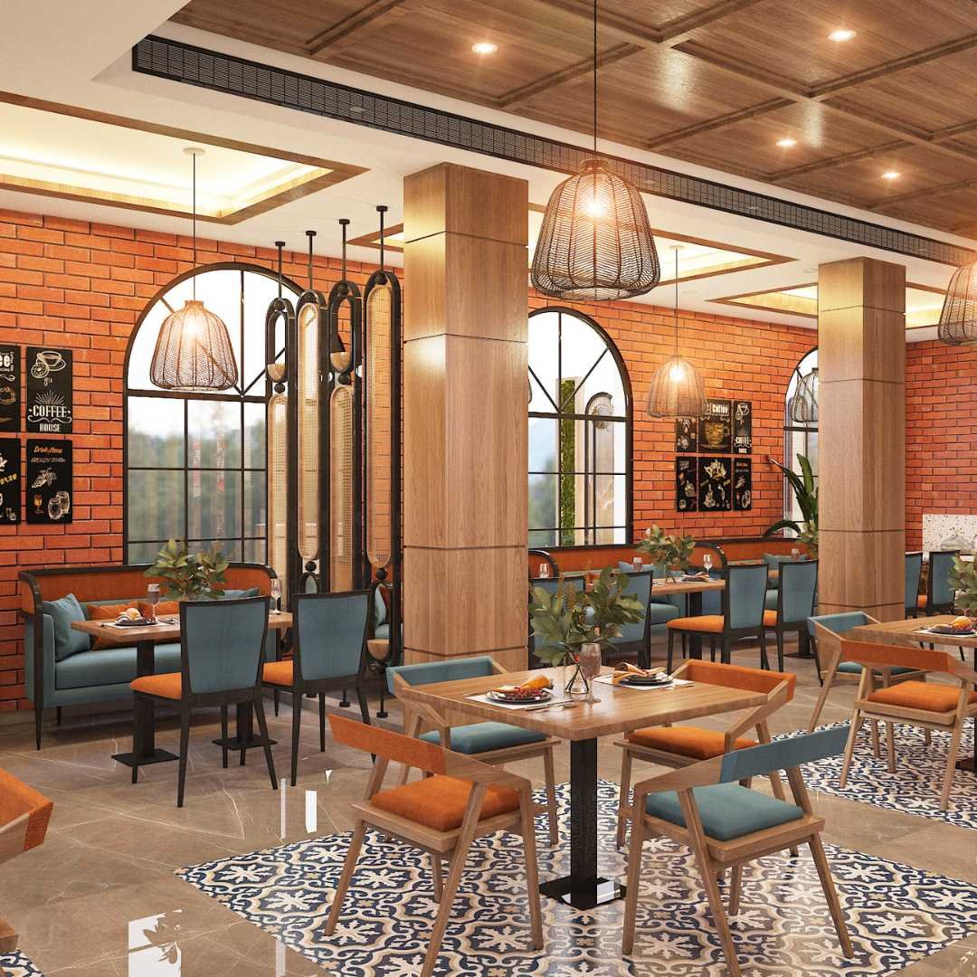 Restaurant Interior Design: Where Ambiance Meets Flavor Inviting restaurant interior with contemporary design, comfortable seating, and elegant lighting.