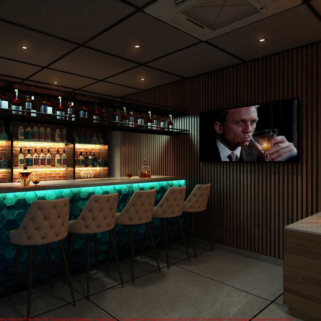 Chic Bar Interior Design: Elevating Your Space with Style Modern bar interior with sleek furnishings, ambient lighting, and a stylish atmosphere.